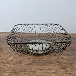 Vintage Silver Plated Metal Basket 10wx10dx4h