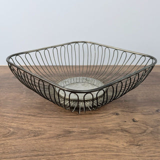 Vintage Silver Plated Metal Basket 10wx10dx4h
