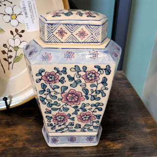 Vintage Floral Ginger Jar with Lid