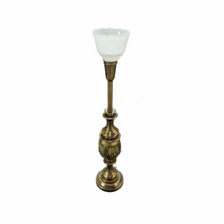Vintage Brass and Green Lamp with Shade  19wx19dx40h