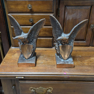 Pair of (2) Bald Eagle Brass Plated Bookends