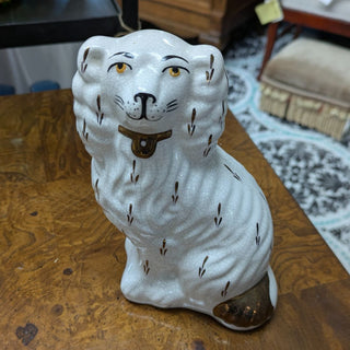 Vtg Staffordshire White Spaniel Mantle Dog 6.5