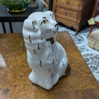 Vtg Staffordshire White Spaniel Mantle Dog 6.5