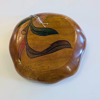 Vintage boho chic carved wooden appetizer bowl