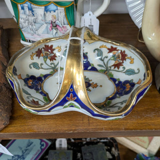 Noritake hand painted handled candy dish