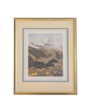 Mountain Print in Vintage Frame 17W x 21H
