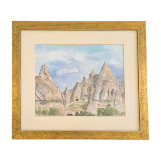 Mountain Watercolor in Gold Frame 20Wx 17H