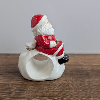 (Set of 9) Ceramic Santa Napkin Rings