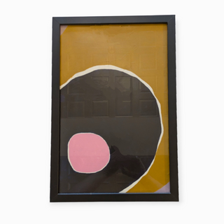 Black, Pink, Umber Original Circle Art by S. Tinberg