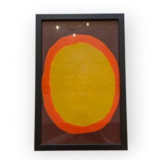 Mustard, Maroon, Orange Circle Original Art in Black Frame  Original Art by S. Tinberg