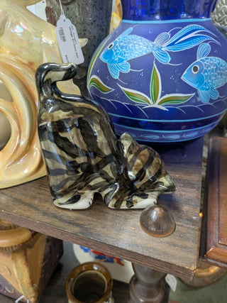 single Mann pottery cat bookend midcentury