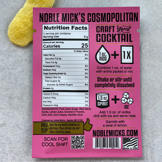 Cosmopolitan Single Serve Craft Cocktail Mix by Noble Micks