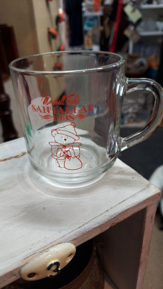 1998 Marshall Fields Santa bear glass mug by luminarc