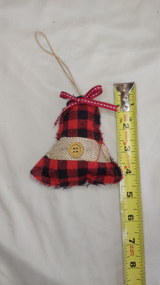 Bell Plaid and burlap ornament