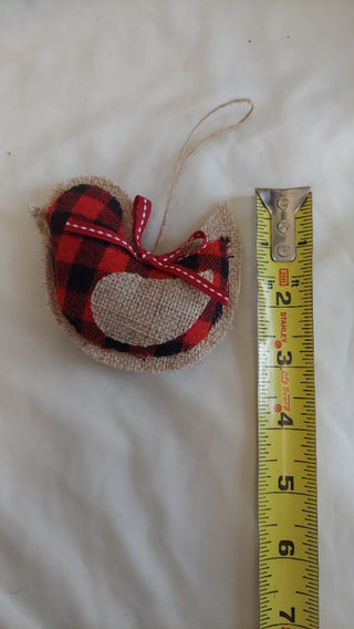 Dove Plaid and burlap ornament