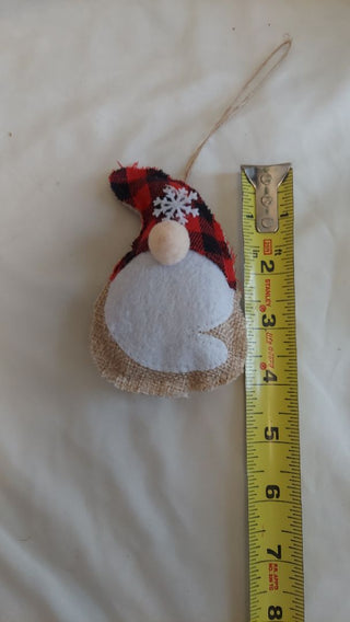 Gnome Plaid and burlap ornament