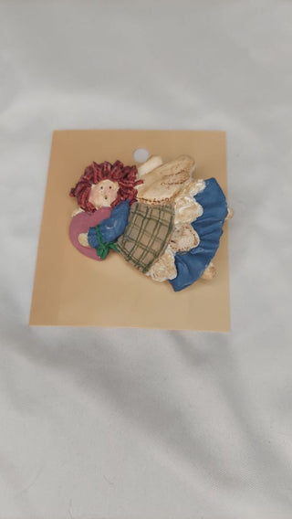 1990s Resin Heart Angel Pin By Angel Collector