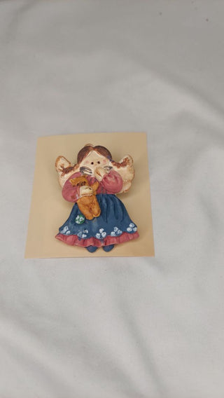 1990s Resin Teddy Angel Pin By Angel Collector