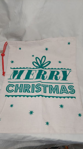 "Merry Christmas" drawstring Santa stack or gift bag