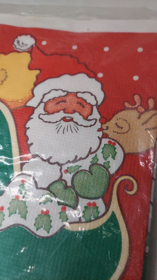 NEW old Stock 1970s Christmas Santa Paper Table Cover by C.A. Reed- 52" x 96"