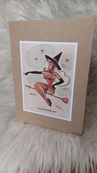 Witch in Love -  Valentine's Day Blank Greeting Card - Print on recycled 5x7 paper.