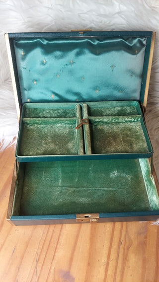 1960s Locking Jewelry Box by Farrington. Velvet Lining, Genuine Texol with KEY (T&M)