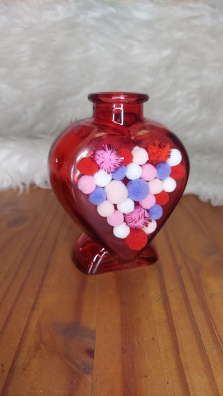 Pom pom glass Heart Vase