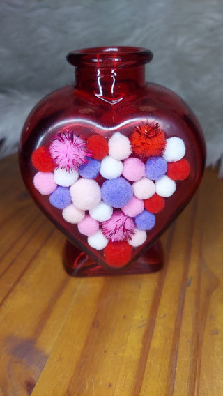 Pom pom glass Heart Vase