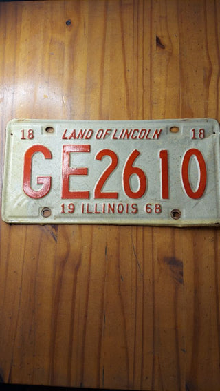 1968 Illinois "1818" License Plate, Sesquicentennial - 150 years of Statehood plate