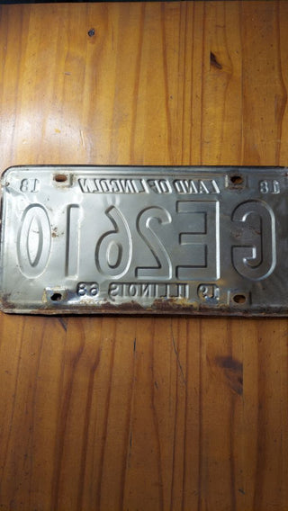 1968 Illinois "1818" License Plate, Sesquicentennial - 150 years of Statehood plate