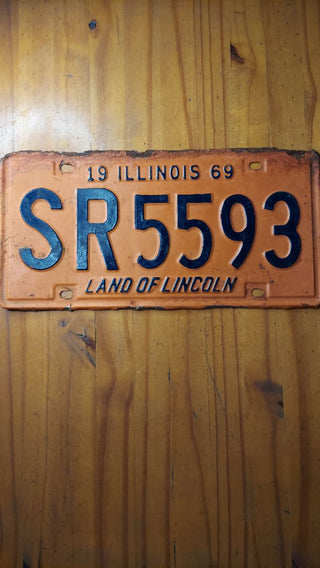 1969 Illinois License Plate, Illinois Orange and Blue