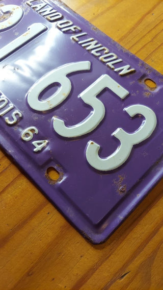 1964 Purple Illinois License Plate