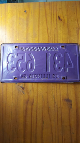 1964 Purple Illinois License Plate