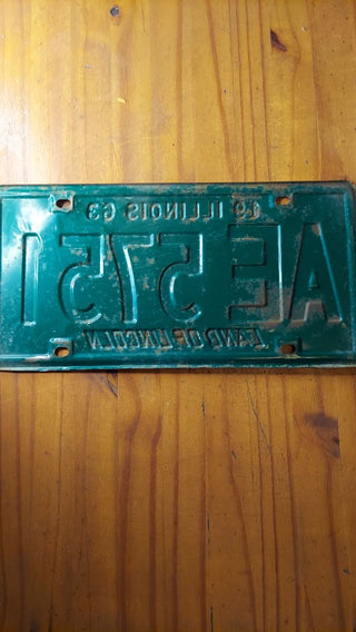 1963 Green and Yellow Illinois License Plate