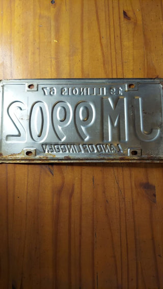 1967 Cream and Black Illinois License Plate