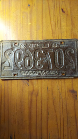 1959 Brown and White Illinois License Plate