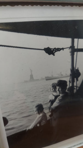 1958 Statue of Liberty, View From Ship - immigrated To America from Denmark. Original Photograph in frame