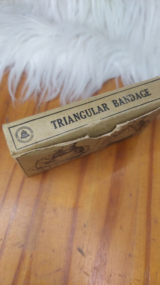 1930s Bell System "triangular bandage" new in box, vintage first aid medical supplies