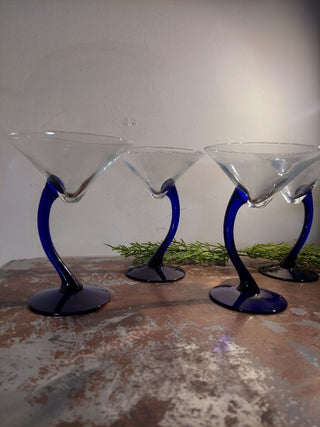 Martini glass set of 4 - Libbey Bravura Cobalt Blue Swerve collection
