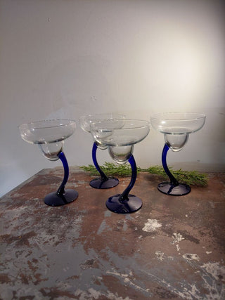 4 Margarita Cobalt Swerve Cocktail Glasses by Libbey