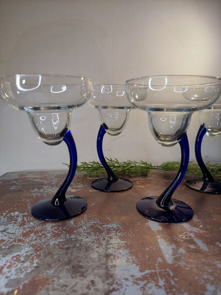4 Margarita Cobalt Swerve Cocktail Glasses by Libbey
