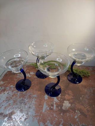 4 Margarita Cobalt Swerve Cocktail Glasses by Libbey