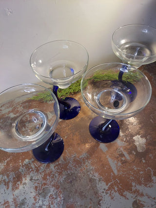 Margarita glass set of 4 - Libbey Bravura Cobalt Blue Swerve collection