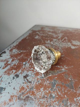 Antique 12 point inner rosette clear glass doorknob handle