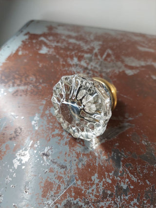 Antique 12 point inner rosette clear glass doorknob handle