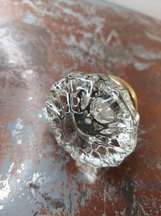 Antique 12 point inner rosette clear glass doorknob handle