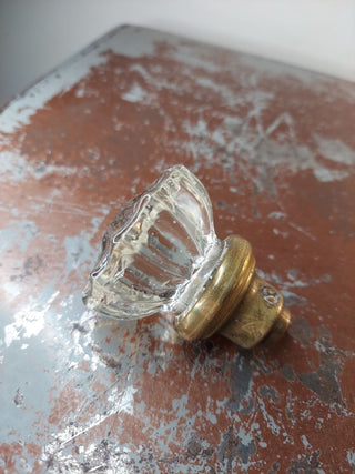 Antique 12 point inner rosette clear glass doorknob handle