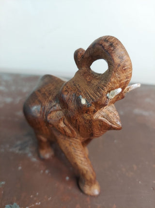 4" Elephant - hand carved rosewood wooden figurine