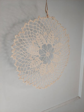 Cream Crochet Lace Pineapple Doily (Starched)