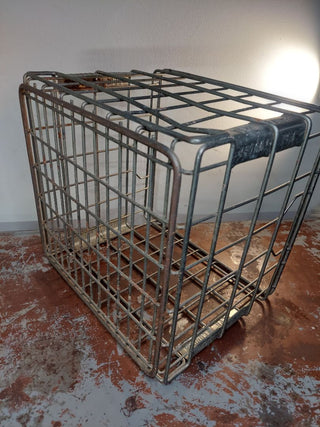 1988 Metal Dairy Milk Crate - industrial farmhouse rustic storage shelf